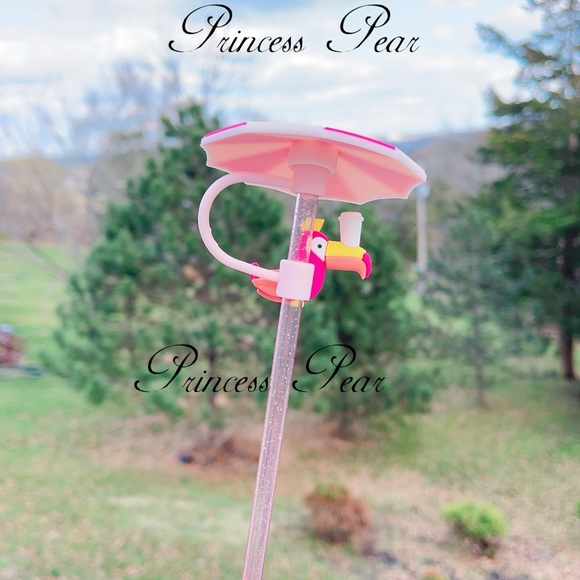 Pink toucan Straw topper - Picture 3 of 4